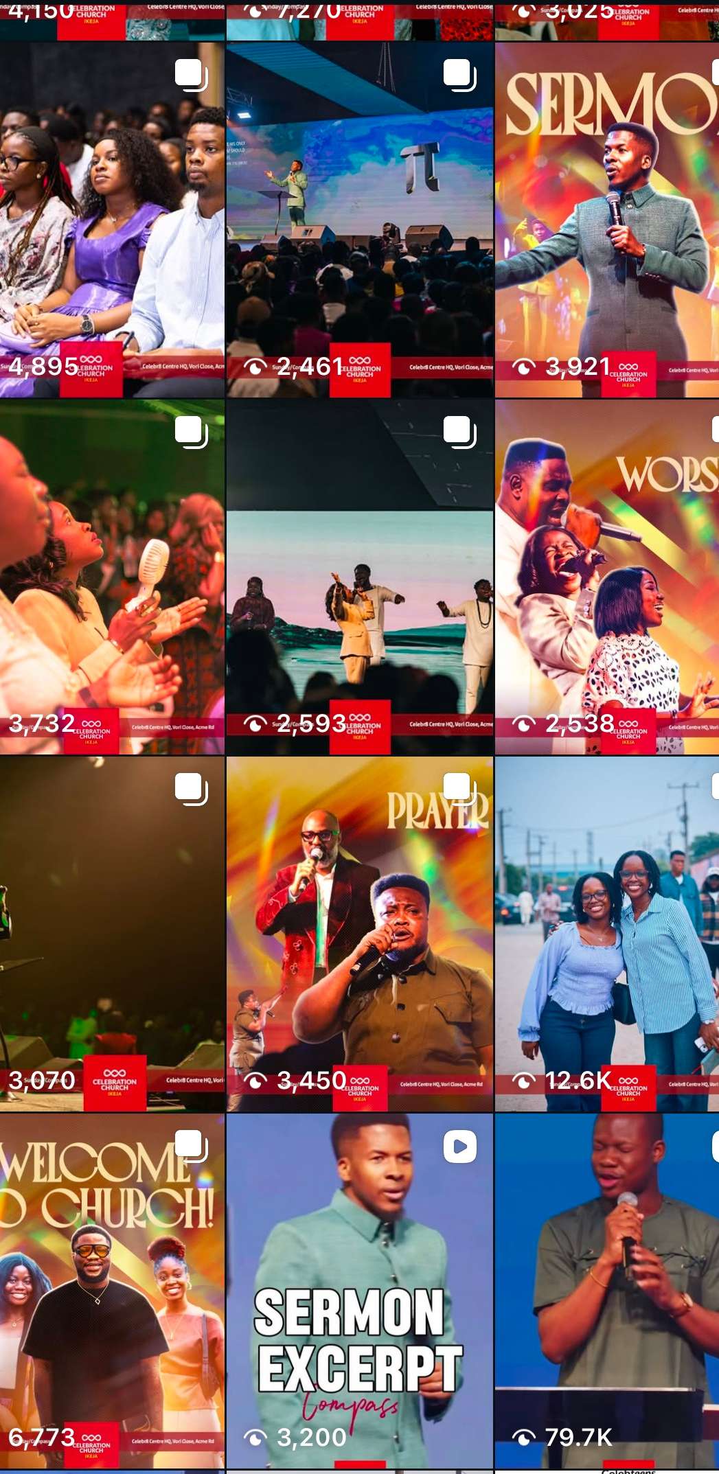 A community carousel for Celebration Church, arranged for storytelling from the first frame.